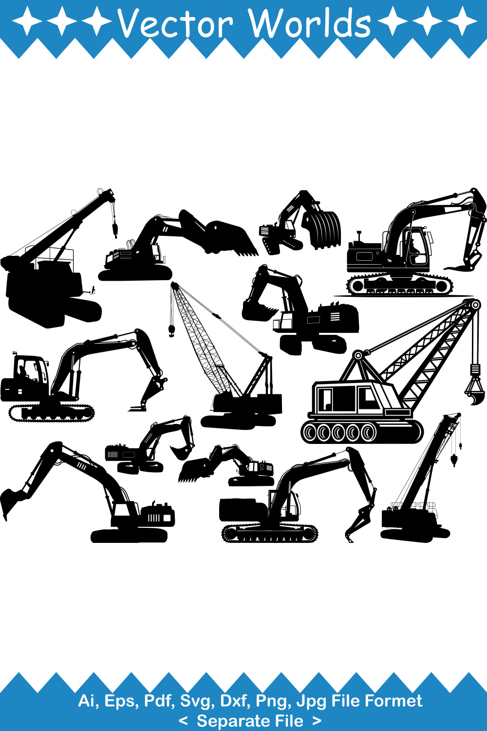 Dragline Excavator SVG Vector Design pinterest preview image.