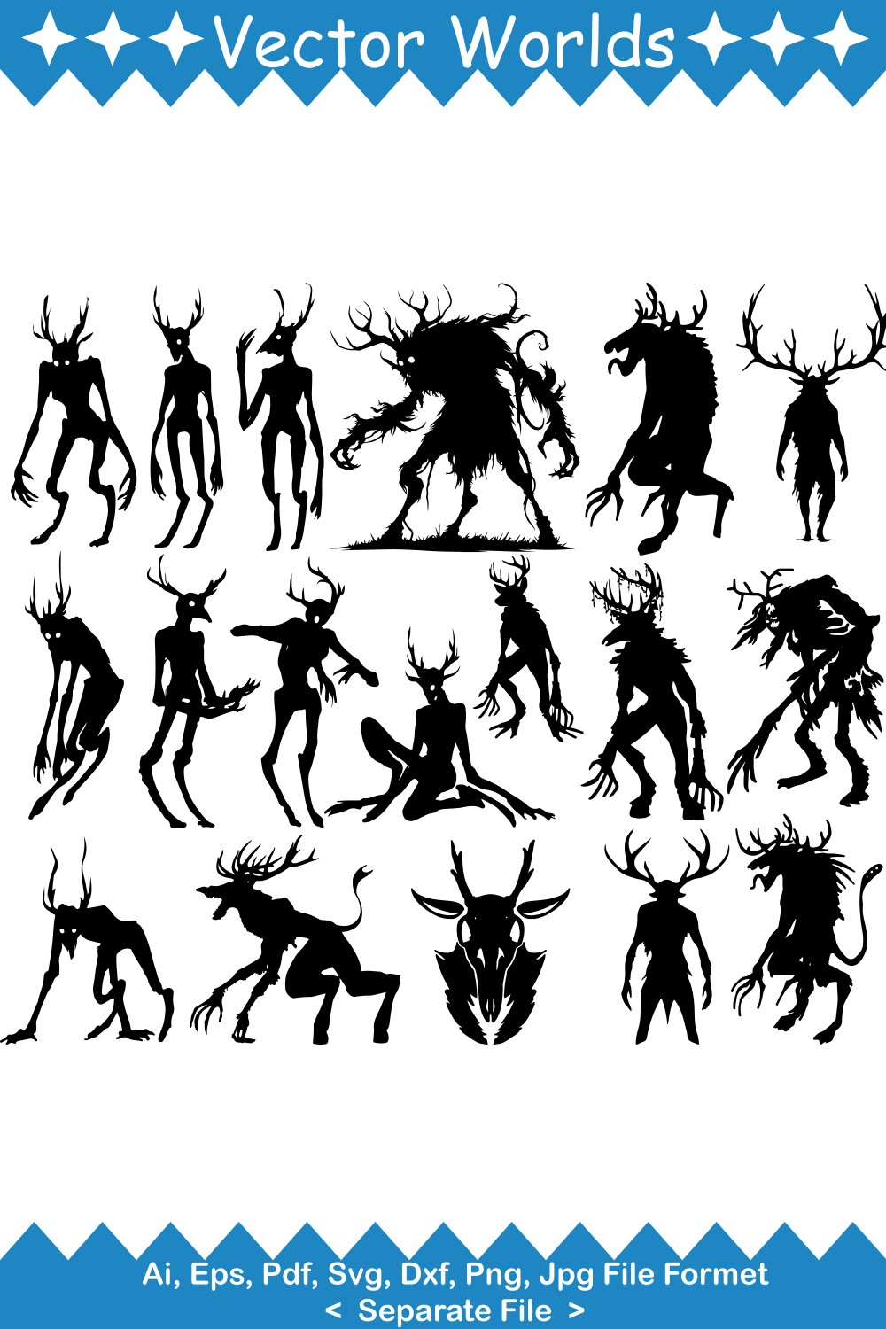 Wendigo SVG Vector Design pinterest preview image.