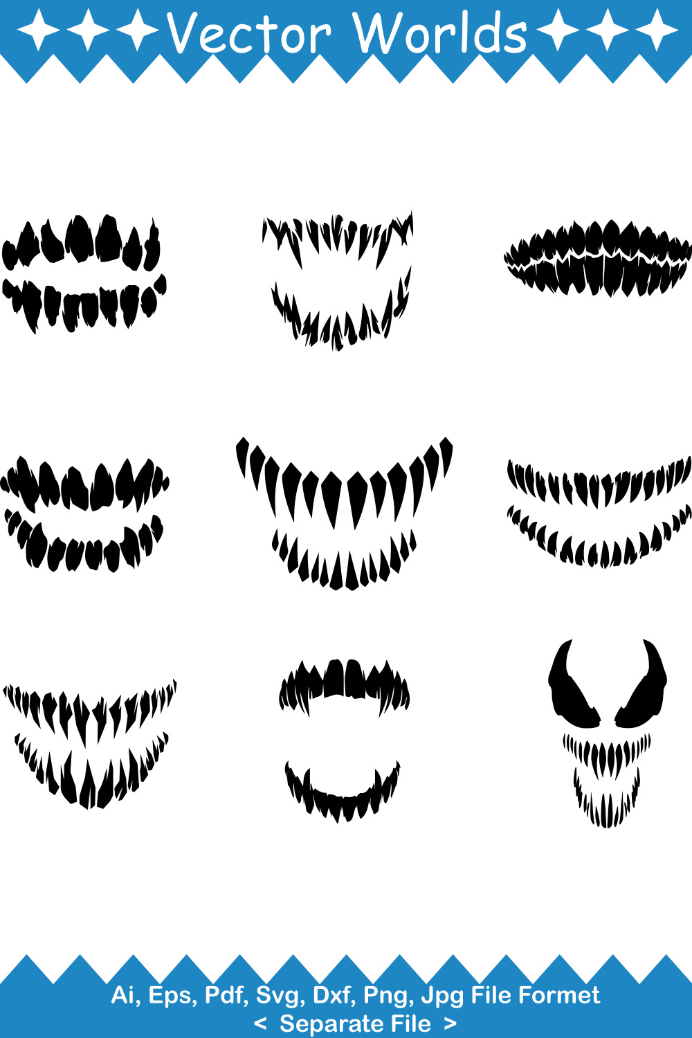 Venom Teeth SVG Vector Design pinterest preview image.