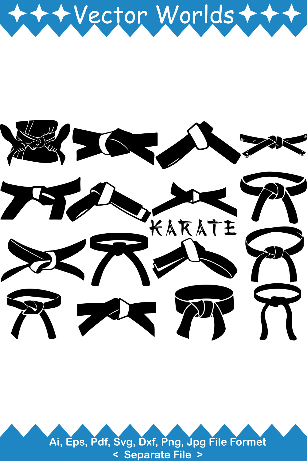 Karate Belt SVG Vector Design pinterest preview image.