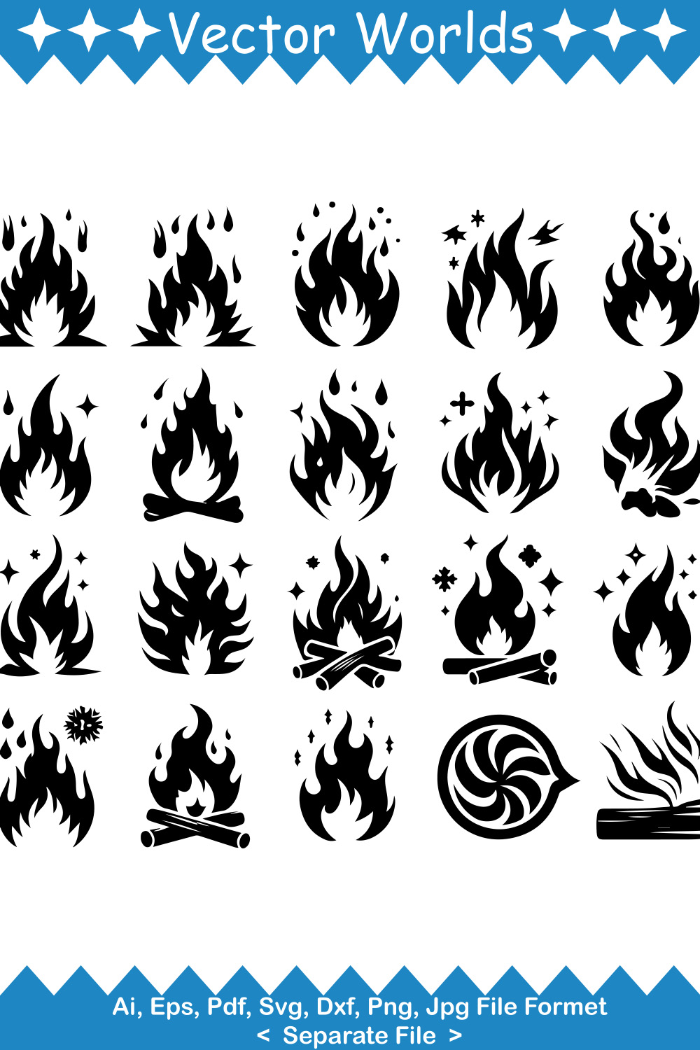 Fire SVG Vector Design pinterest preview image.