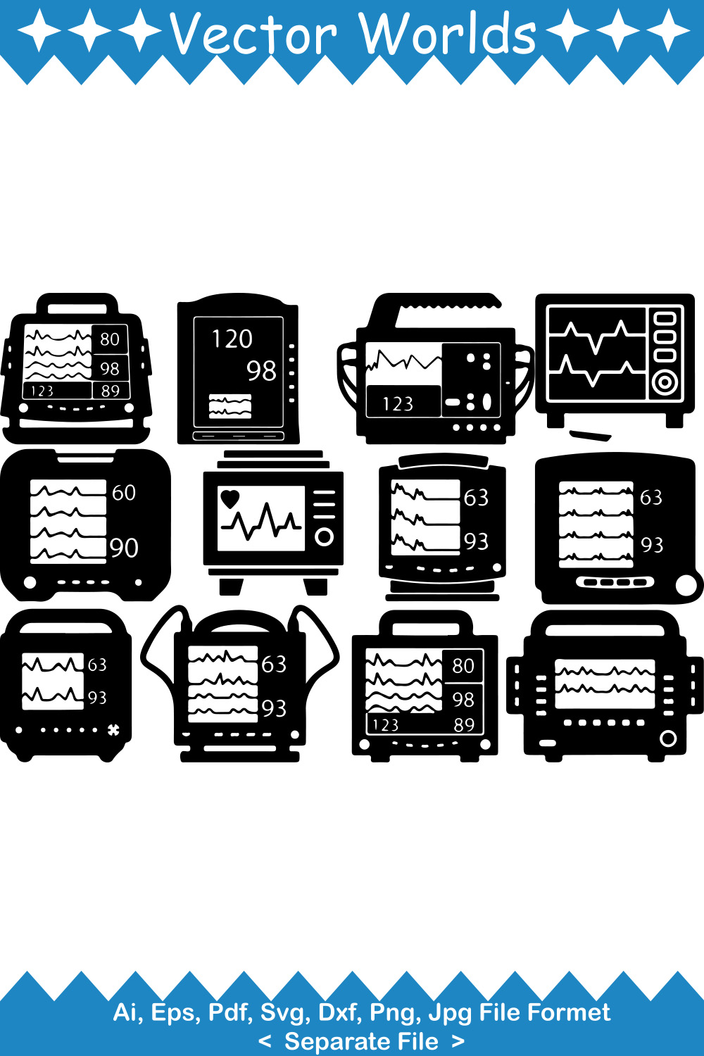 Patient Monitors SVG Vector Design pinterest preview image.