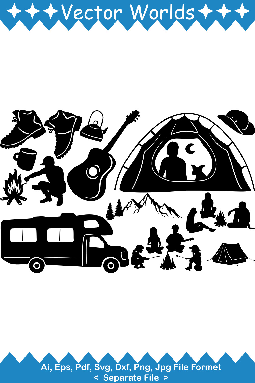 People Campfire SVG Vector Design pinterest preview image.