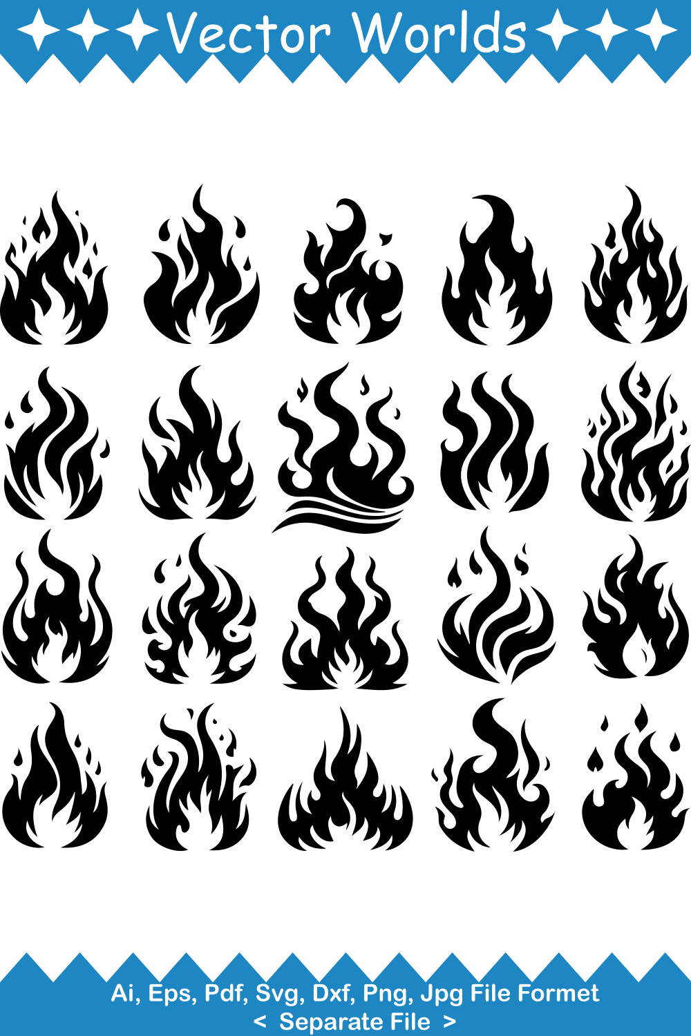 Burning Fire SVG Vector Design pinterest preview image.