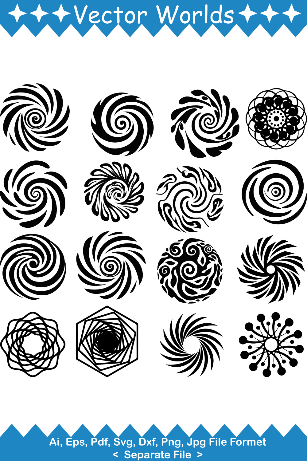 Swirls SVG Vector Design pinterest preview image.