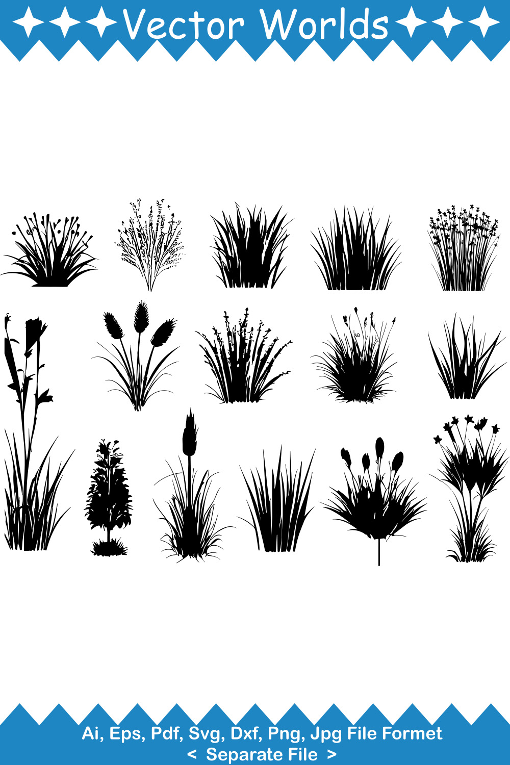 Dry Grass SVG Vector Design pinterest preview image.