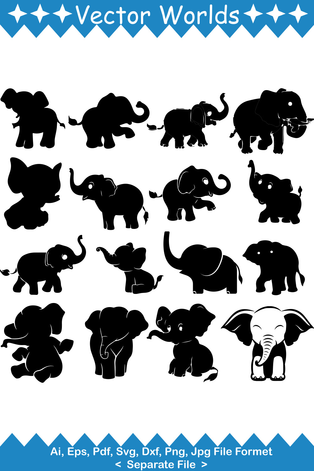 Baby Elephant SVG Vector Design pinterest preview image.