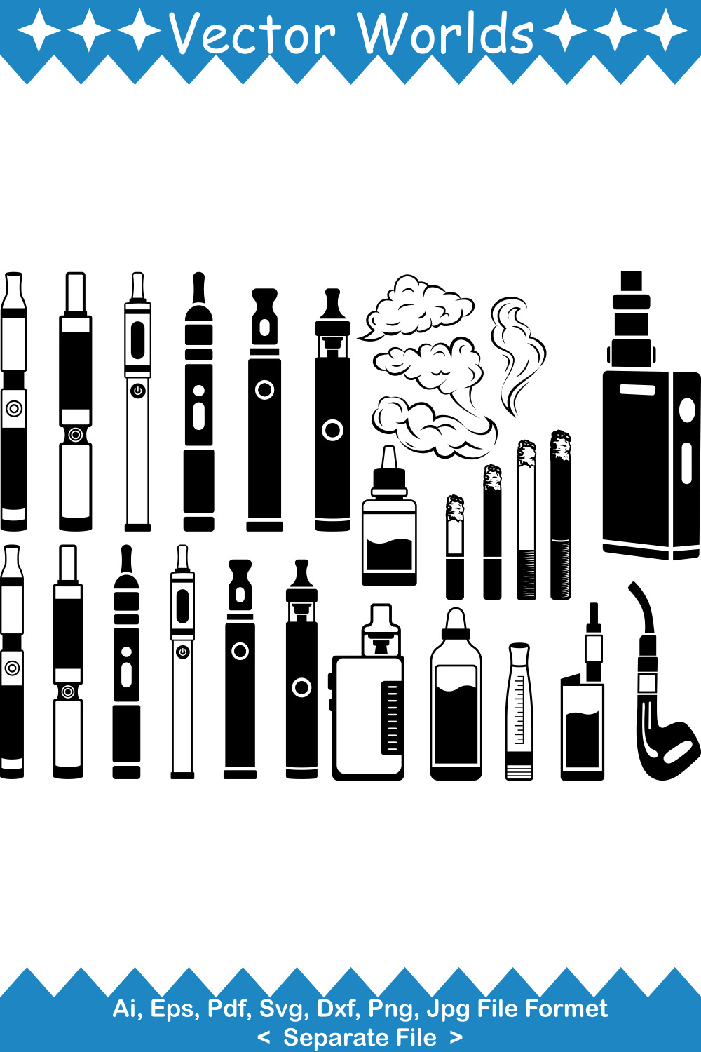 Electronic Cigarette SVG Vector Design pinterest preview image.