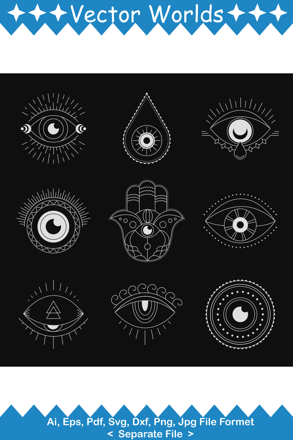 Evil Eye SVG Vector Design pinterest preview image.