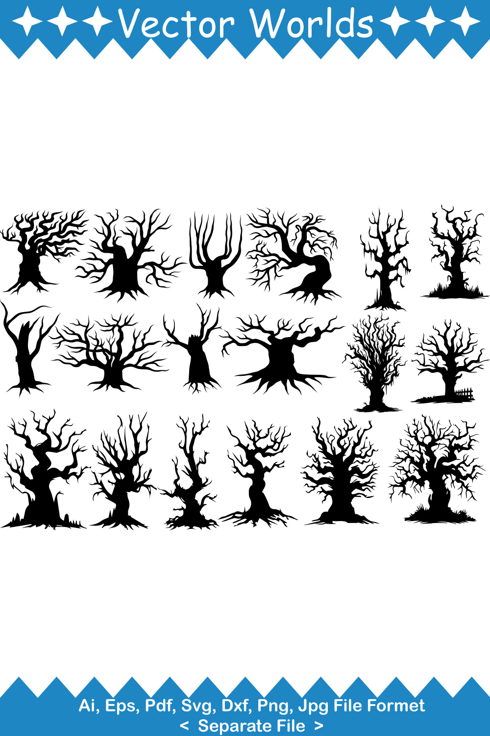 Scary Tree SVG Vector Design pinterest preview image.