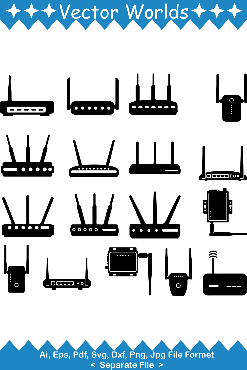 Wi-Fi Router SVG Vector Design pinterest preview image.