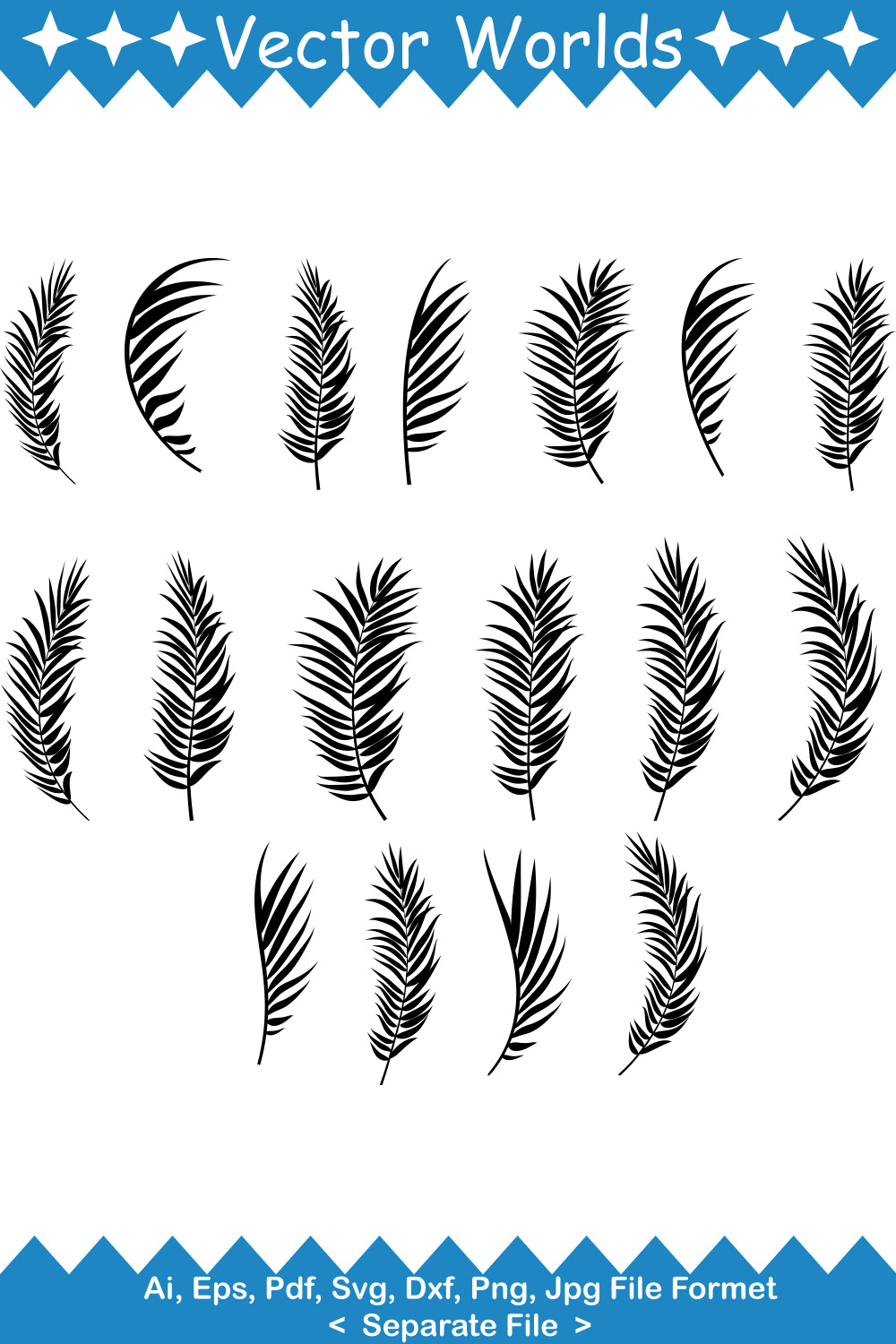 Palm Leaves SVG Vector Design pinterest preview image.