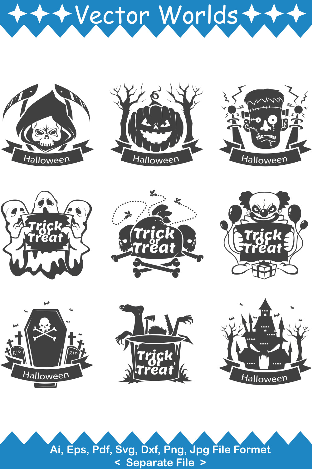 Halloween Draw SVG Vector Design pinterest preview image.