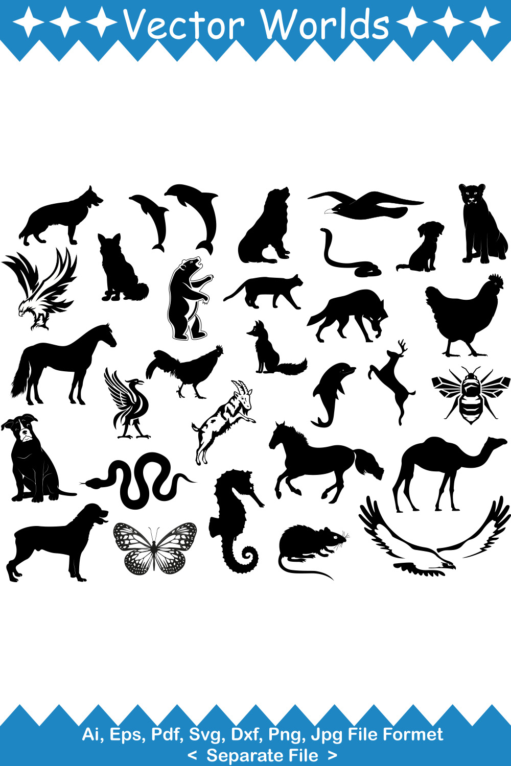 Animal Set SVG Vector Design pinterest preview image.