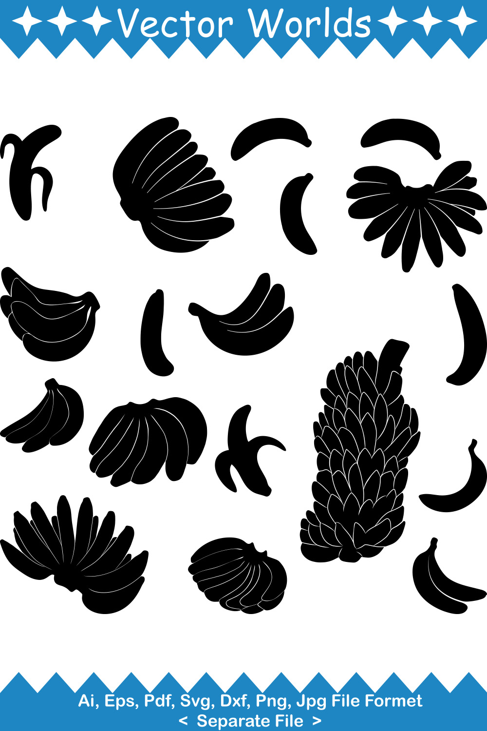 Banana SVG Vector Design pinterest preview image.