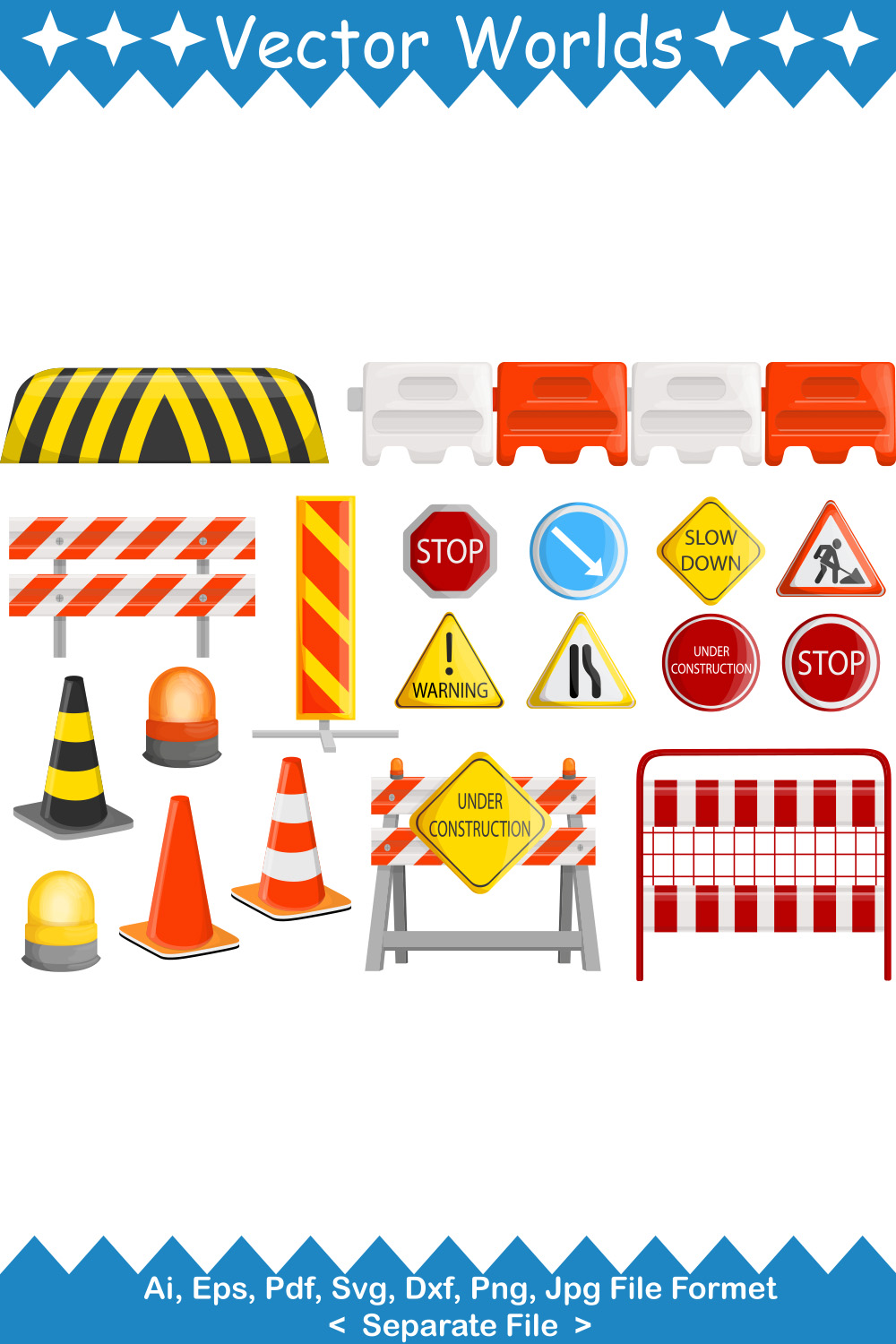 Road Barricade SVG Vector Design pinterest preview image.