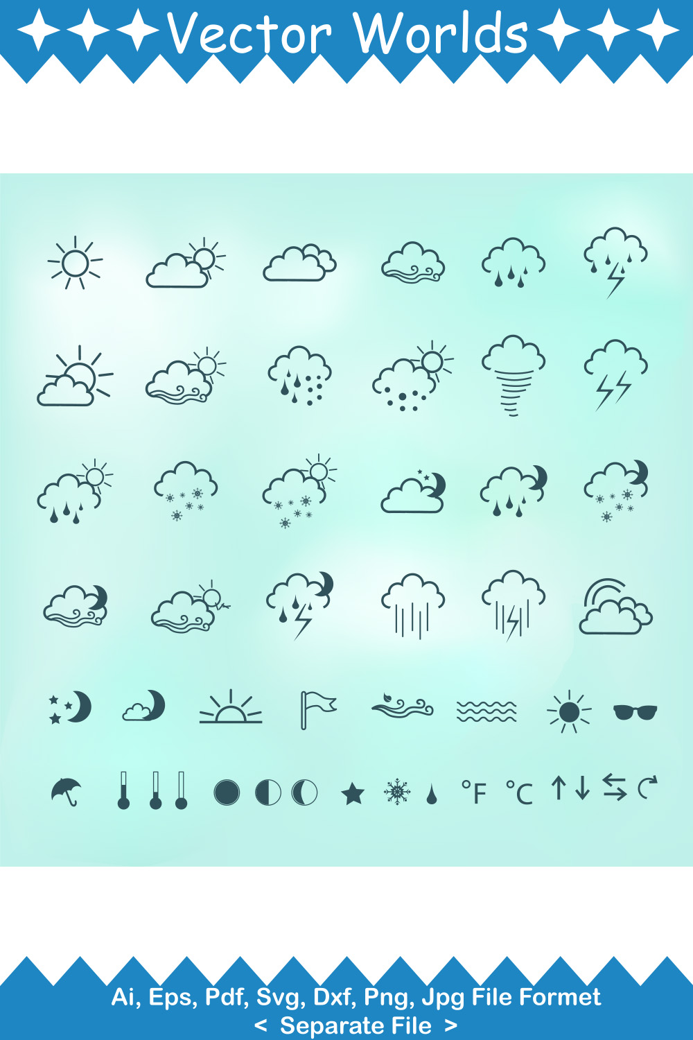 Weather Flat SVG Vector Design pinterest preview image.