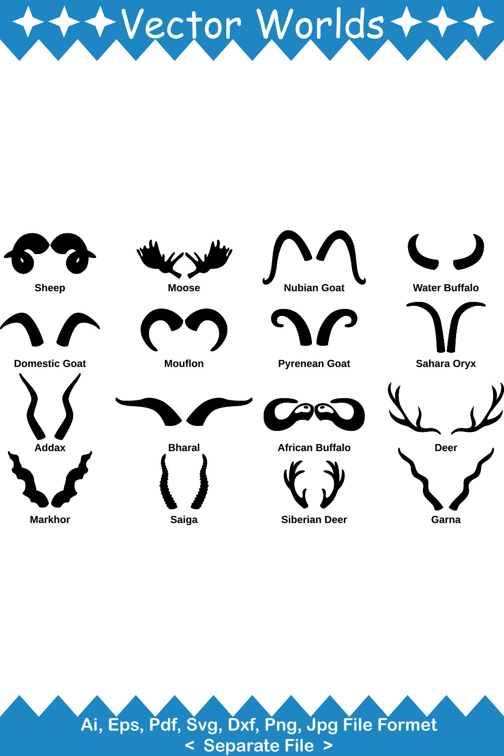 Animals Horn SVG Vector Design pinterest preview image.