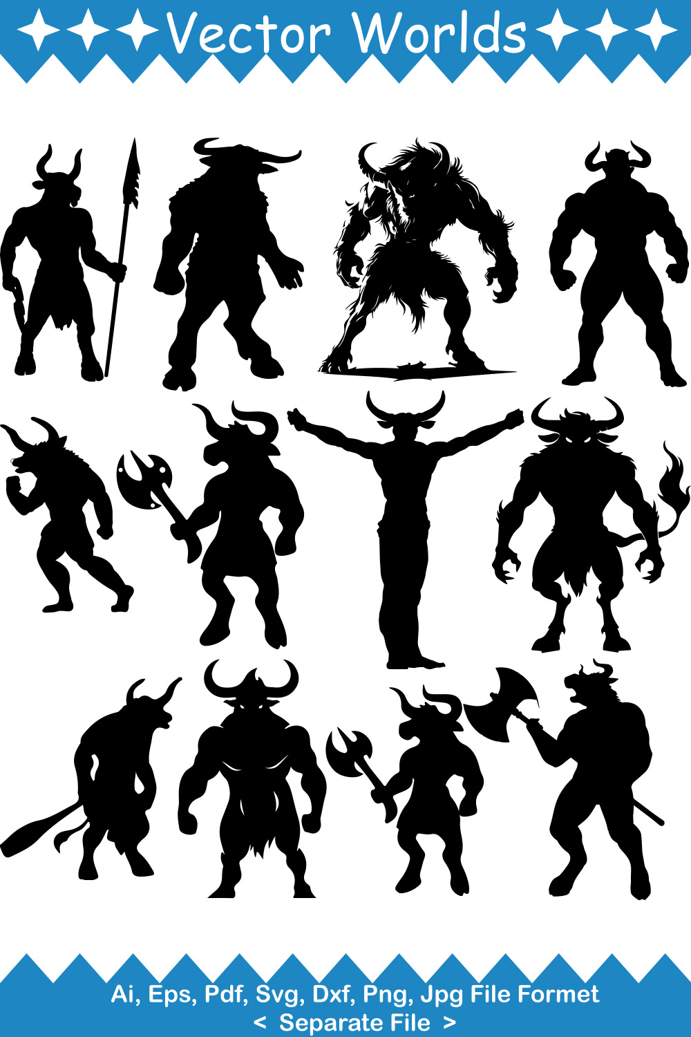 Minotaur SVG Vector Design pinterest preview image.