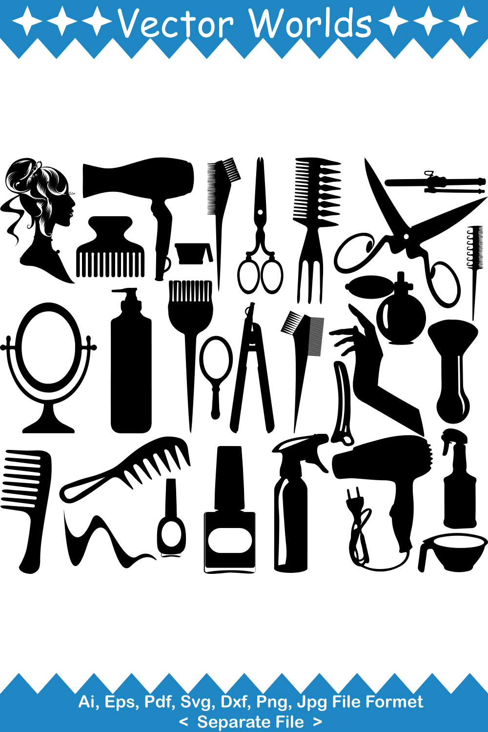 Hairdresser Tool SVG Vector Design pinterest preview image.