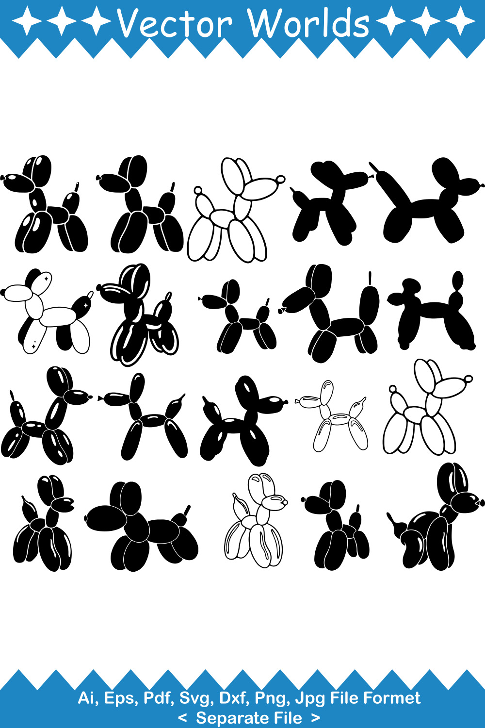 Balloon Dog SVG Vector Design pinterest preview image.