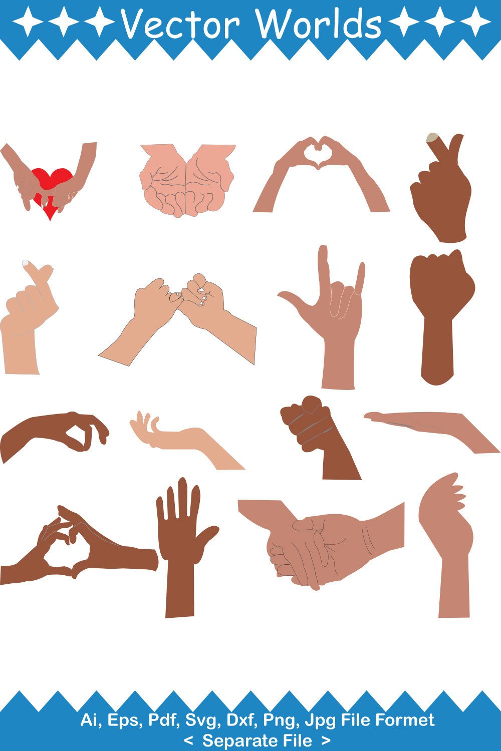 Love Hand SVG Vector Design pinterest preview image.