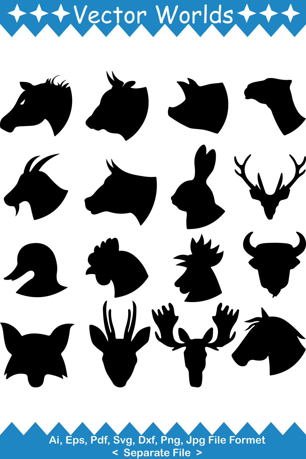 Animals Face SVG Vector Design pinterest preview image.