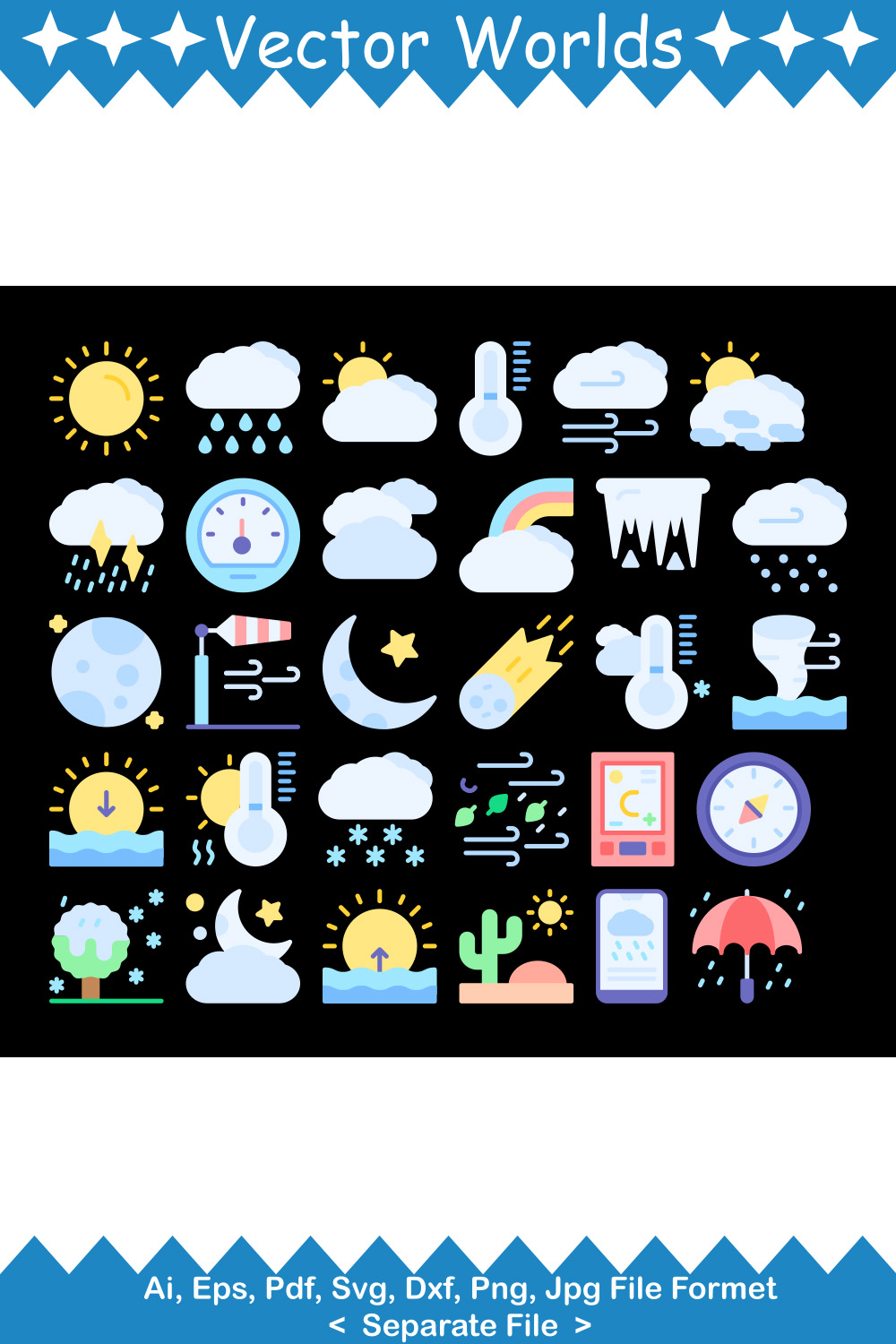 Weather Flat SVG Vector Design pinterest preview image.