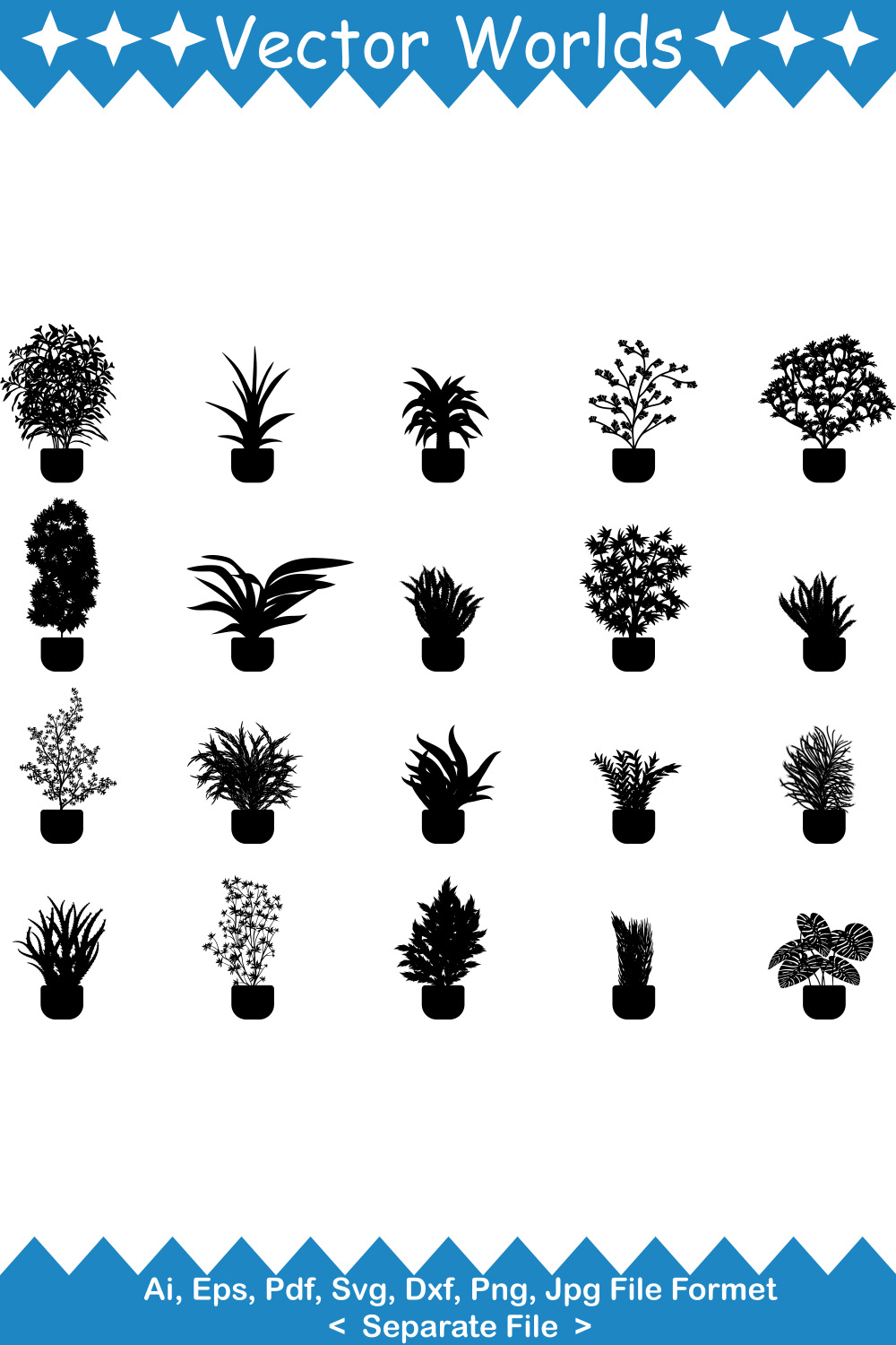 Indoor Plants SVG Vector Design pinterest preview image.