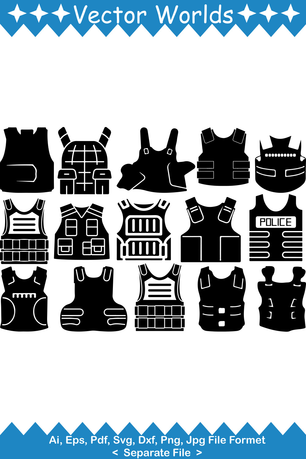 Bullet Proof Vest SVG Vector Design pinterest preview image.