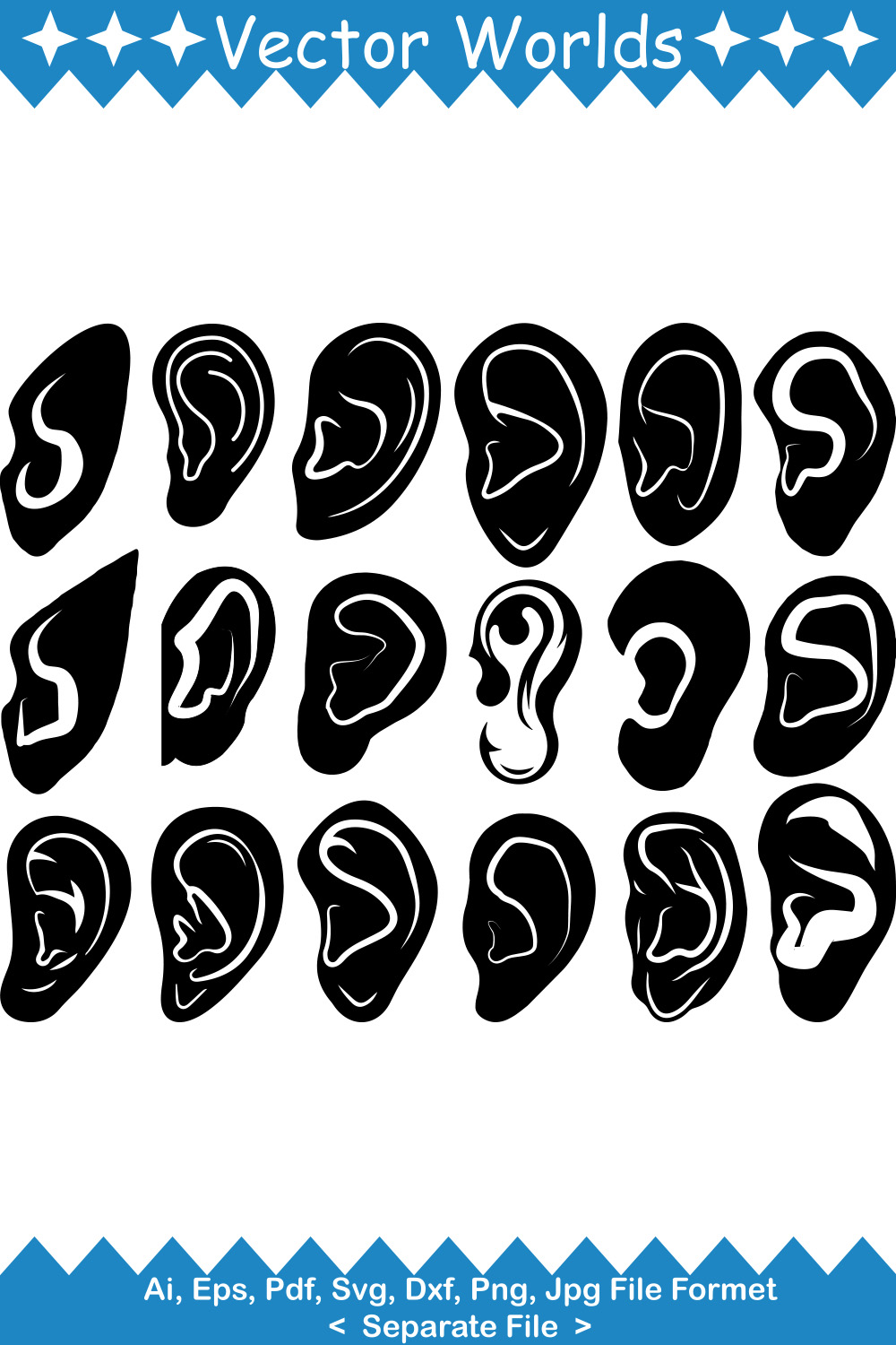 Human Ear SVG Vector Design pinterest preview image.