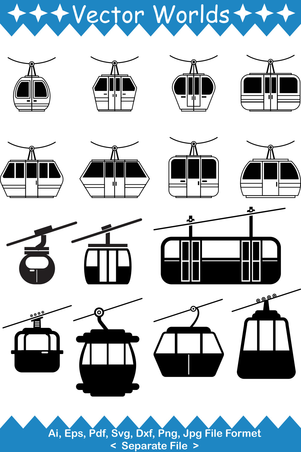 Cable Car SVG Vector Design pinterest preview image.