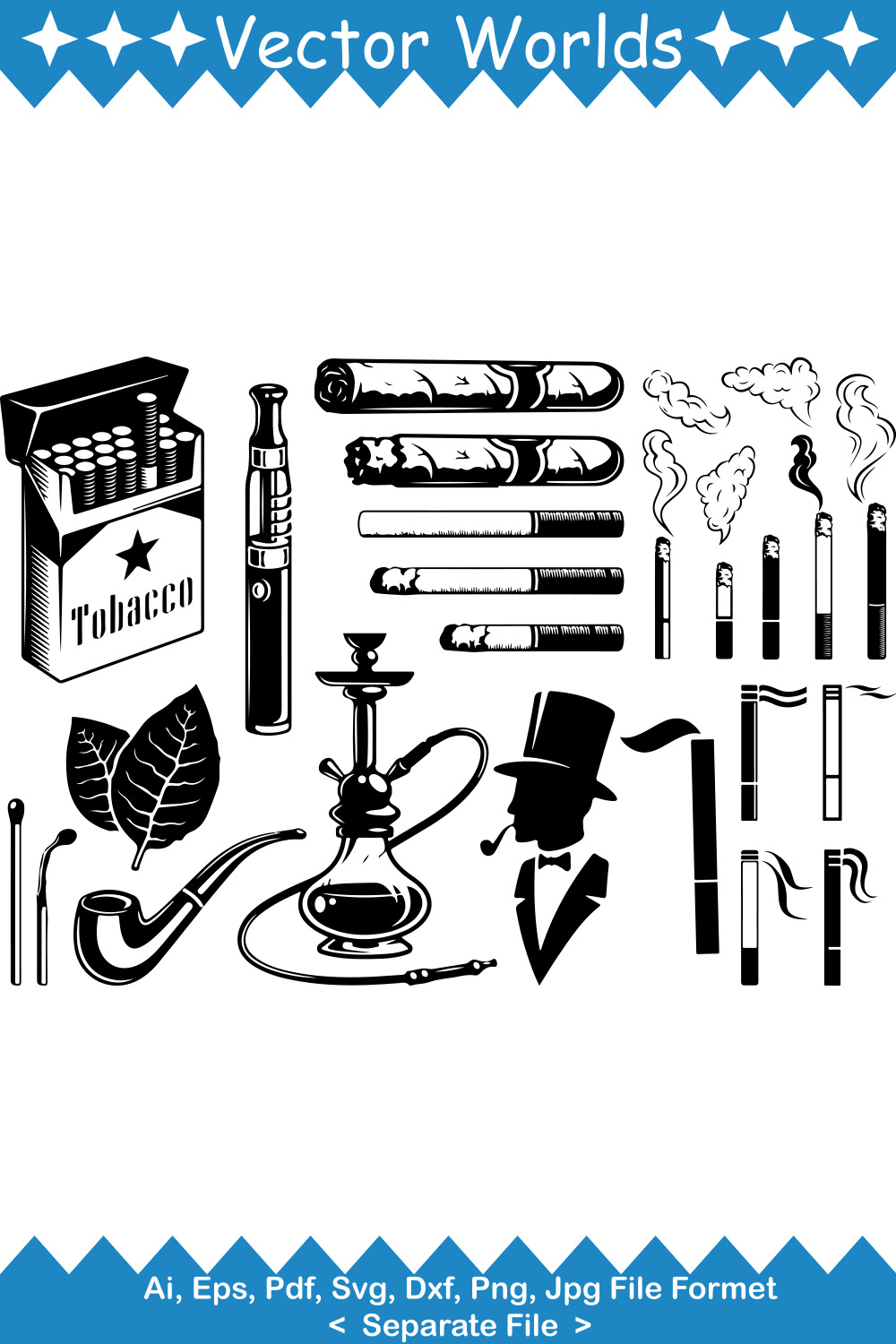 Cigarette SVG Vector Design pinterest preview image.