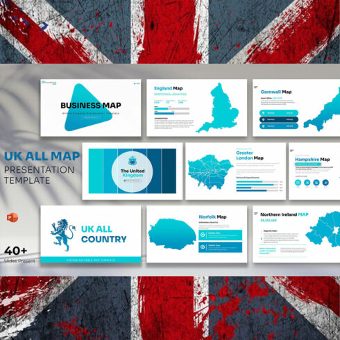 United Kingdom All Country Map Presentation Template cover image.