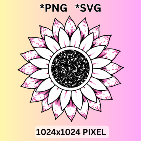 Line art Pink Sunflower clipart cover image.