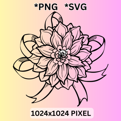 Line art Floral Ribbon clipart cover image.