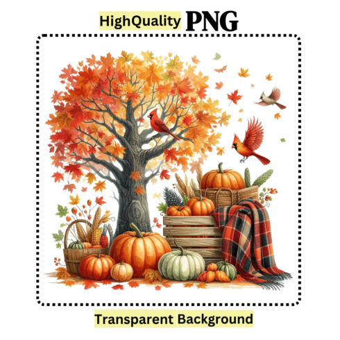 Autumn Tree Cardinals Pumpkins cover image.