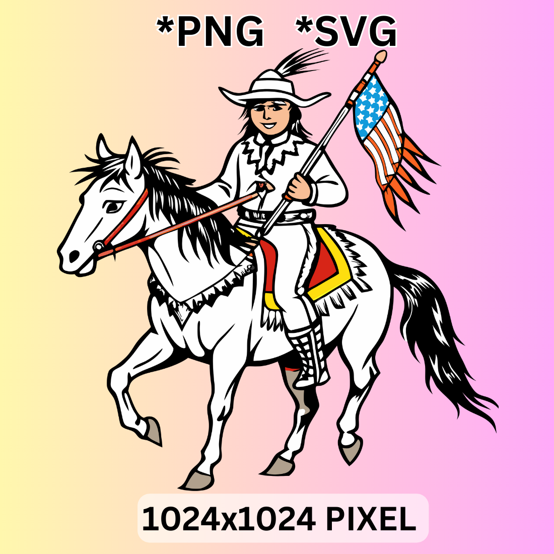 Line art Chief's Gallant Patriotic Horse Ride clipart cover image.