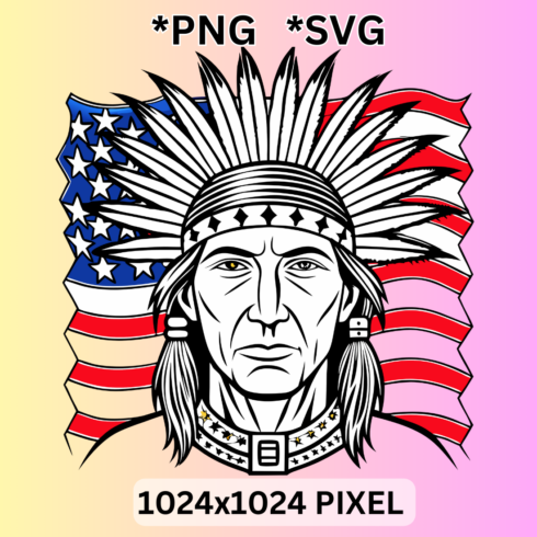 Line art Native American Patriot clipart cover image.