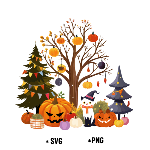 Festive Autumn Winter Whimsical Scene cover image.