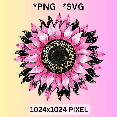 Watercolor Pink Leopard Sunflower clipart cover image.