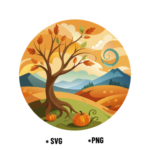 Autumn Harvest Twisted Tree Pumpkin Scene cover image.