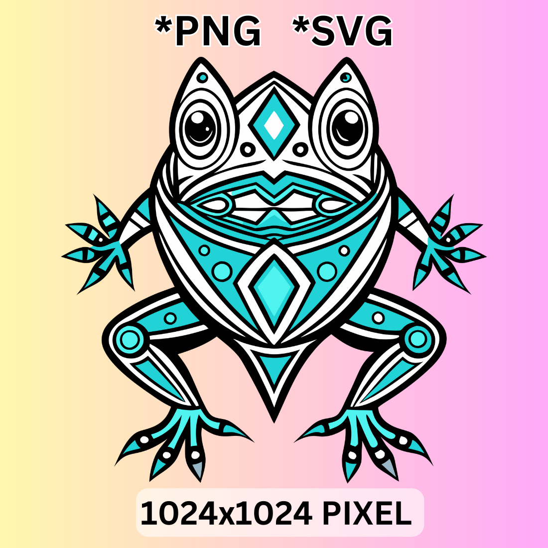 Line art Tribal Frog clipart cover image.