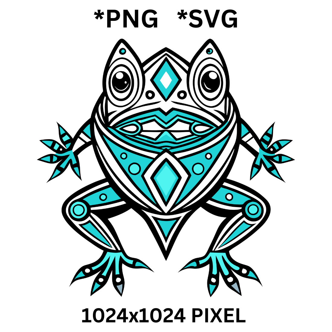 Line art Tribal Frog clipart preview image.