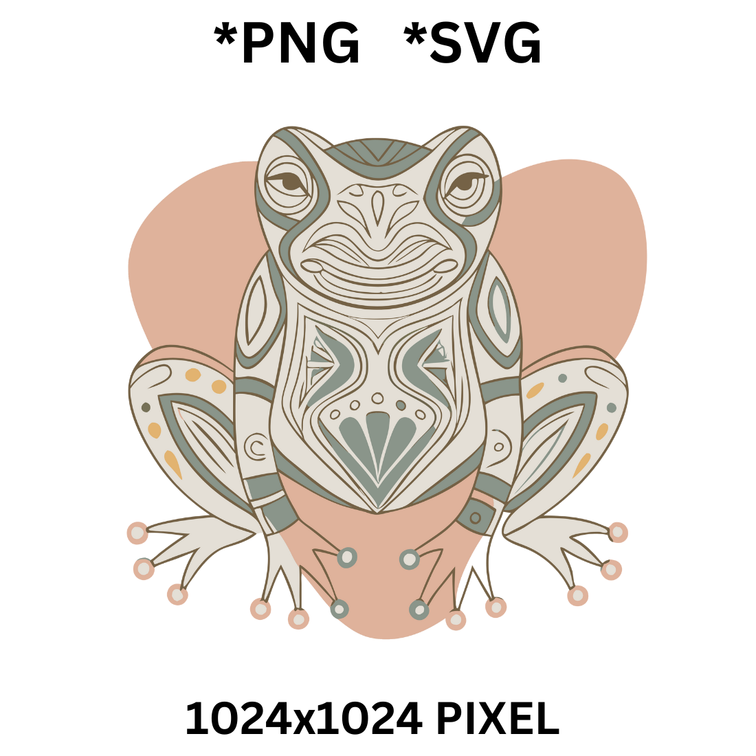 Color Blobs Tribal Frog clipart preview image.