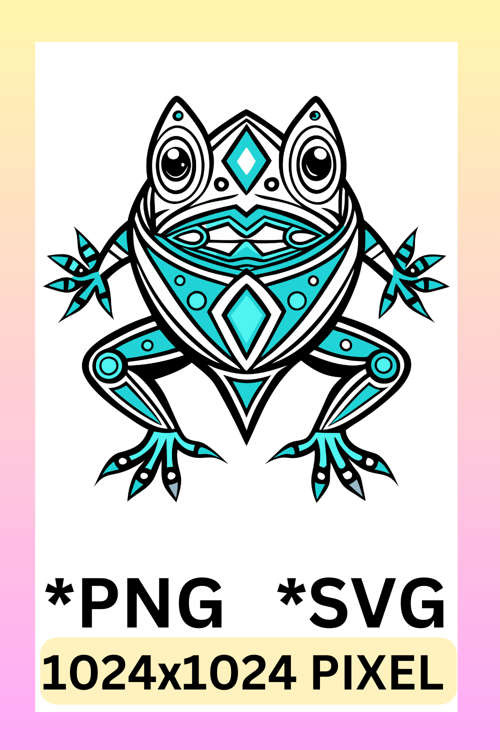 Line art Tribal Frog clipart pinterest preview image.