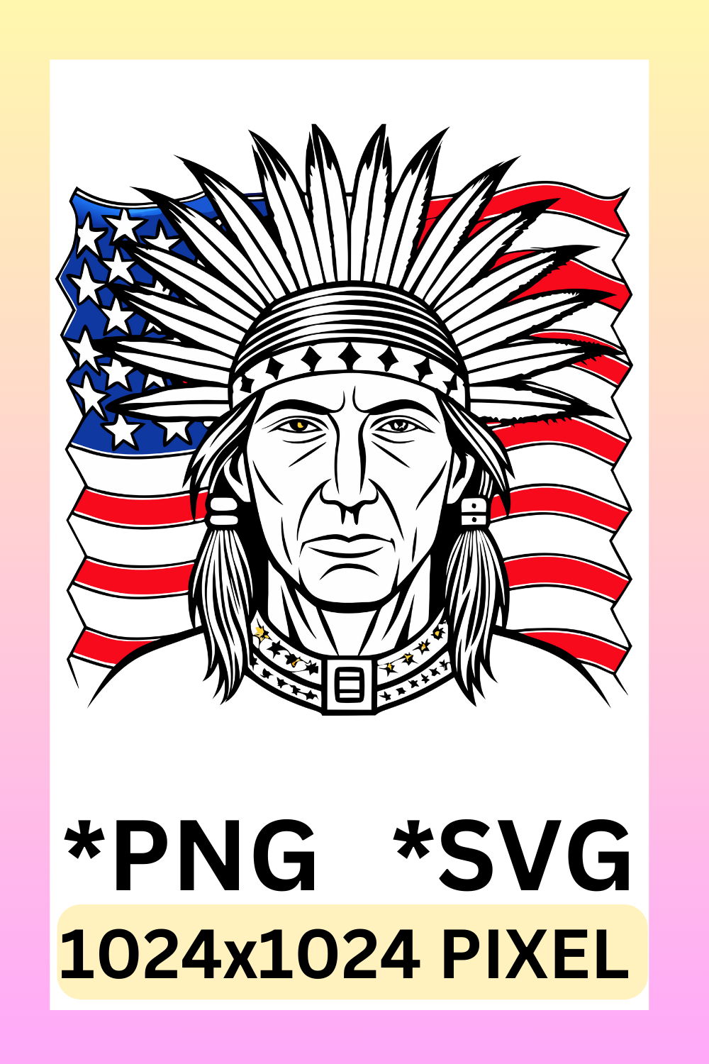 Line art Native American Patriot clipart pinterest preview image.