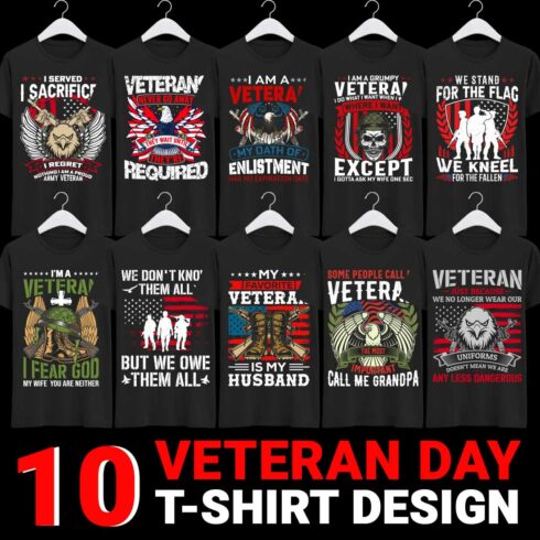 Veterans day t-shirt design bundles cover image.