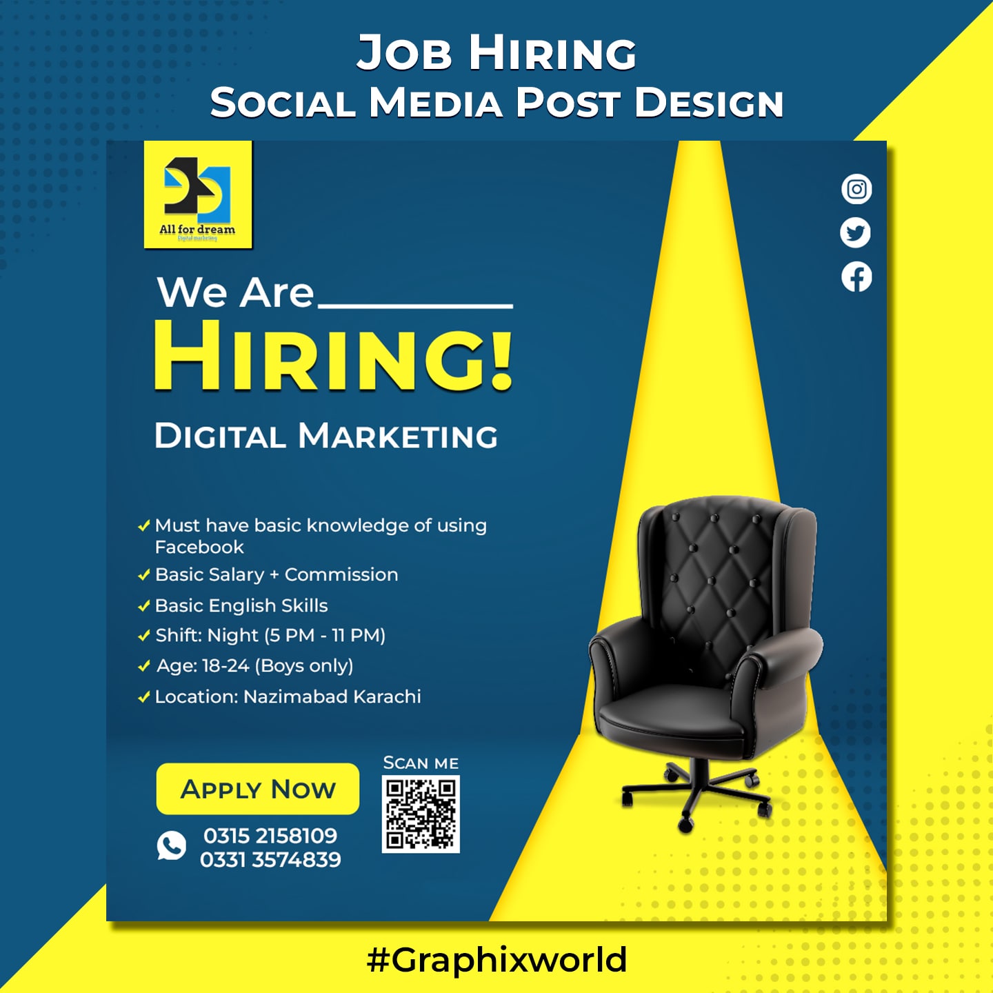 Job Hiring Social Media Template cover image.