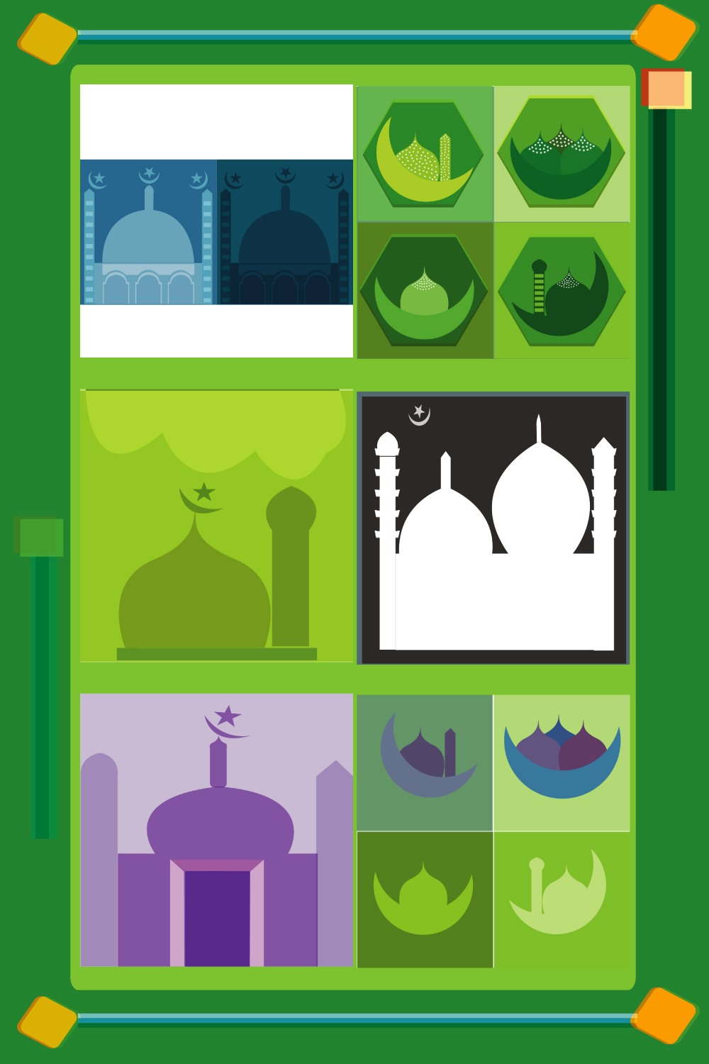 Mosque vector graphics bundle design pinterest preview image.